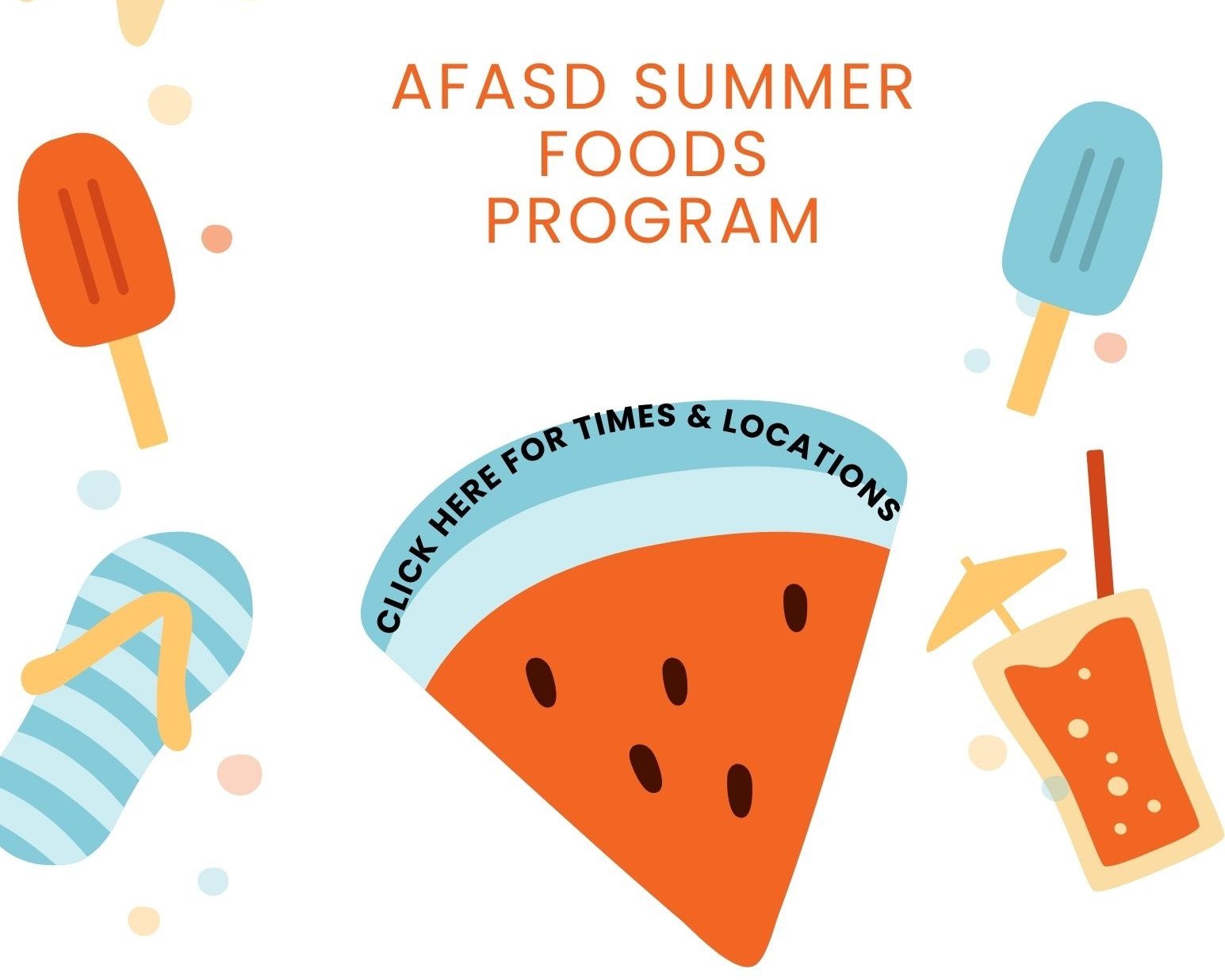 AFASD Summer Foods Program Schedule
