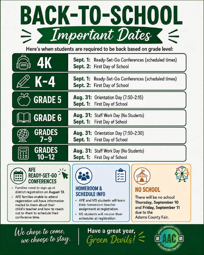 Back-To-School Important Dates 26-27